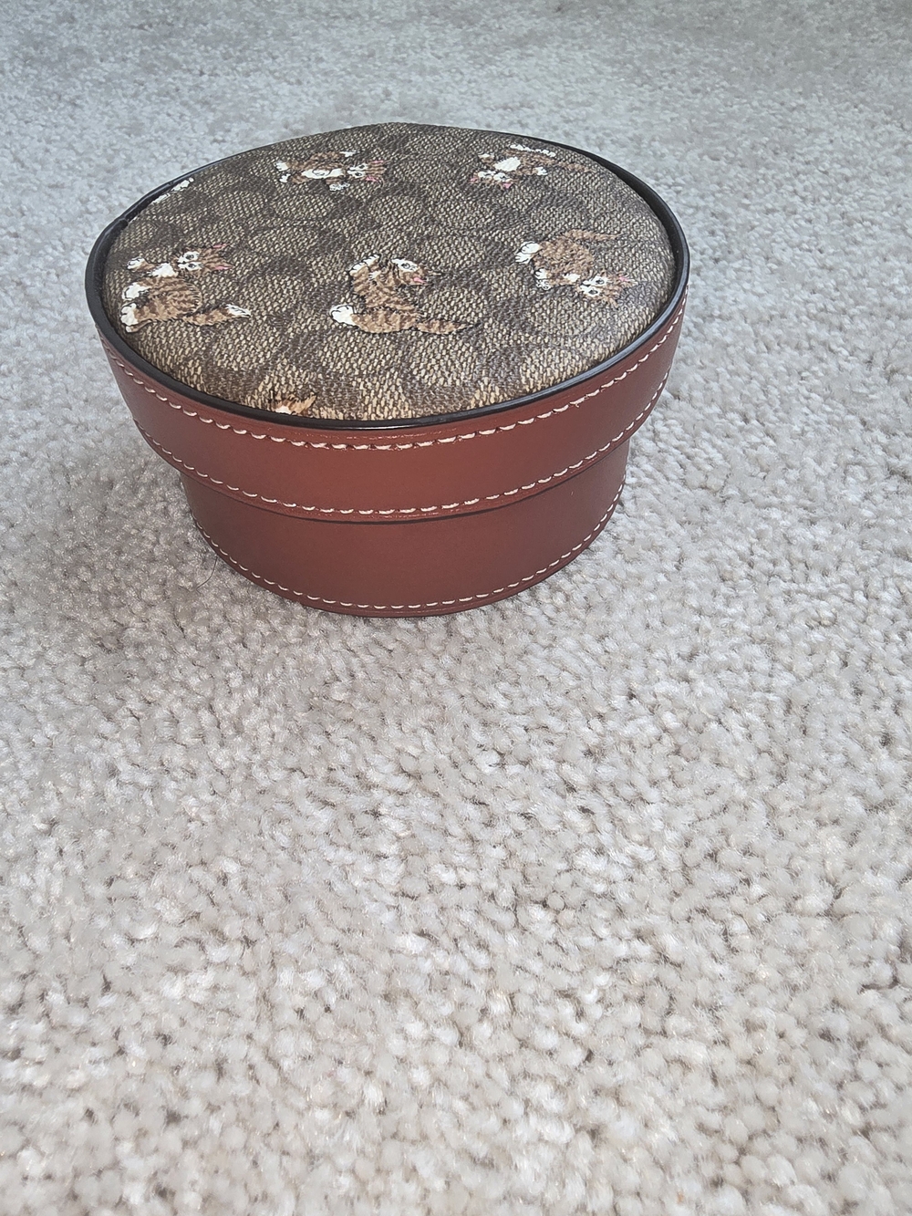 Coach Round Crossbody/Coin Case with Kitten Print - Brown - Picture 2 of 4